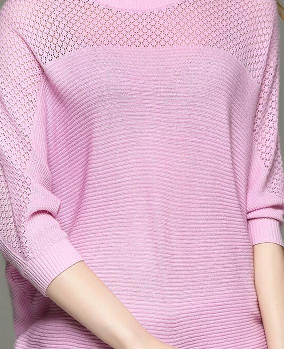 Pink Europe Fashion Loose Bat Sleeve Sweater