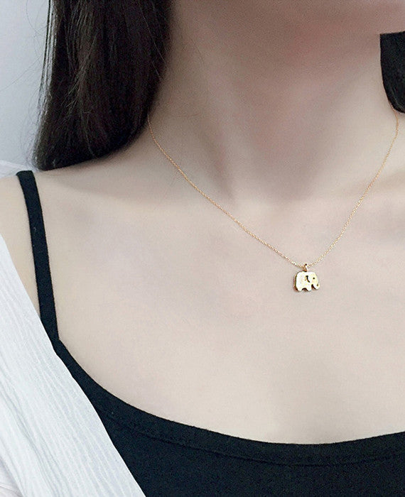 Sparkling Good Lucky Elephant Pendant Necklace Gold Silver