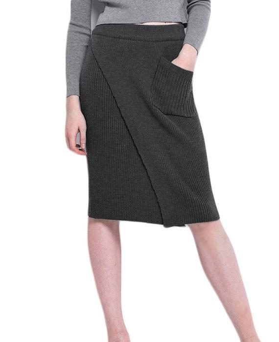 Sexy Split Solid Color Mid-Calf Knitted Skirt
