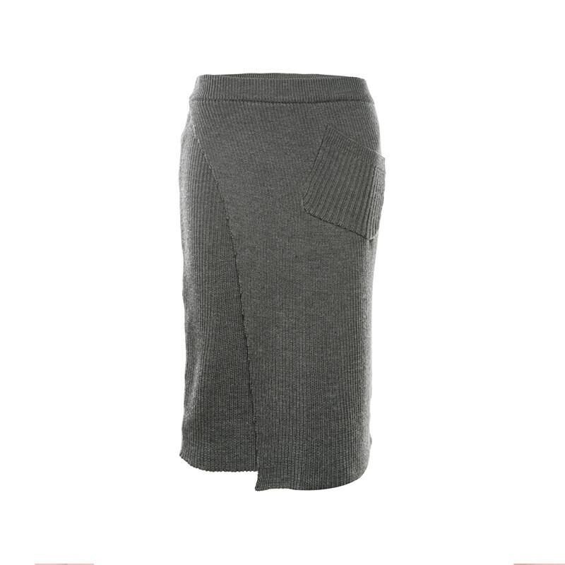 Sexy Split Solid Color Mid-Calf Knitted Skirt