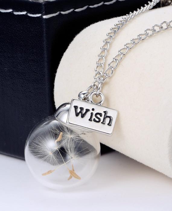 Glass Bottle Necklace Natural Dandelion Necklace