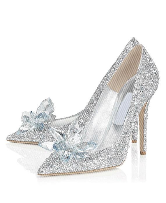 Lady Pumps Pointed Toe Crystal Wedding Shoes