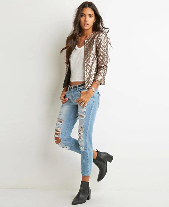 Spring Gold Sequins Jackets Three Quater Sleeve Coats