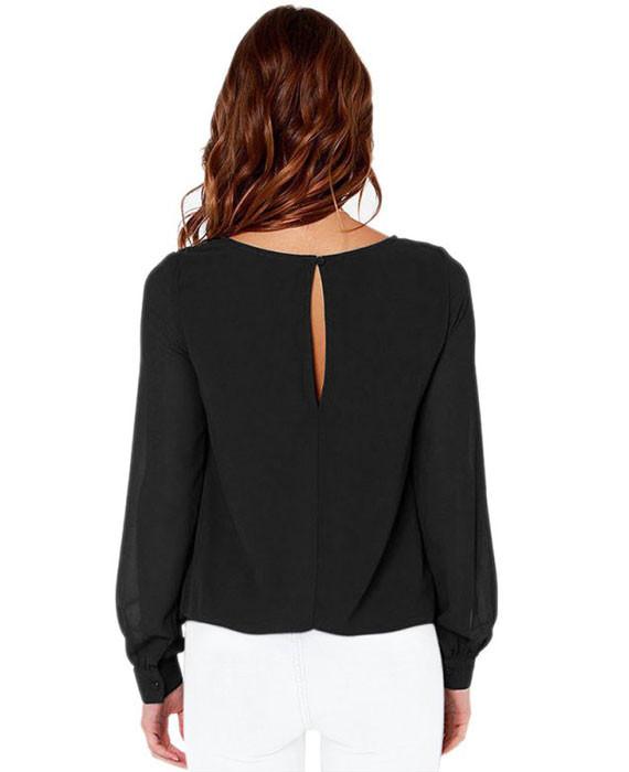 Chiffon Blouse Hollow out Long Sleeve Tops Shirt
