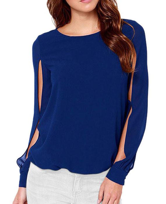 Chiffon Blouse Hollow out Long Sleeve Tops Shirt