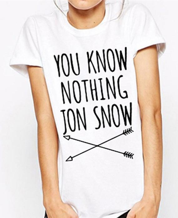 You Know Nothing Jon Snow Printed Letter T shirt