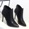 PU Leather High Heels Ankle Boots