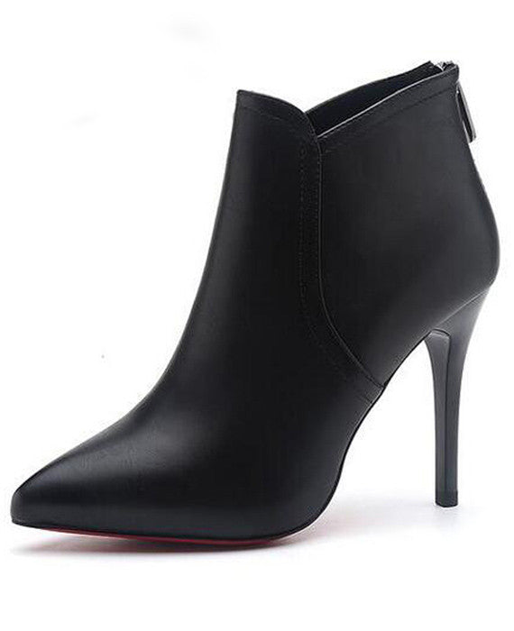 PU Leather High Heels Ankle Boots
