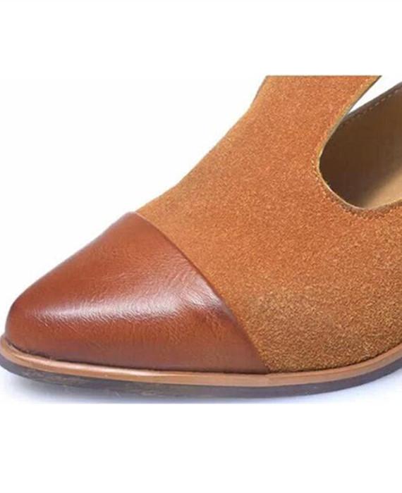 Vintage Oxford Pointed Toe Cut Out Buckle Ladies Shoes