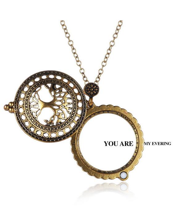 Vintage Gold Magnifying Glass Love Chain Magnetic Necklace
