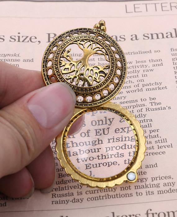 Vintage Gold Magnifying Glass Love Chain Magnetic Necklace