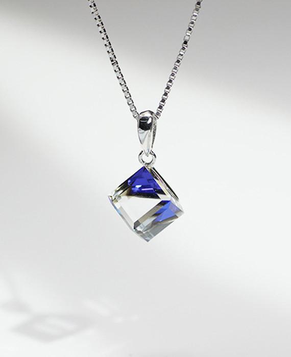 Cube Crystal Pendant Necklace for Lovers Austrian Crystal