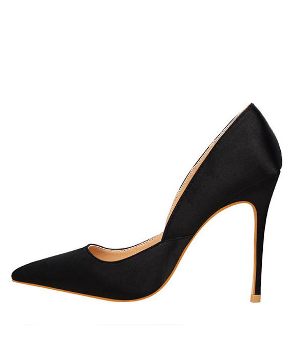 Pointed Toes Slip On Pumps Sexy Shoes Black