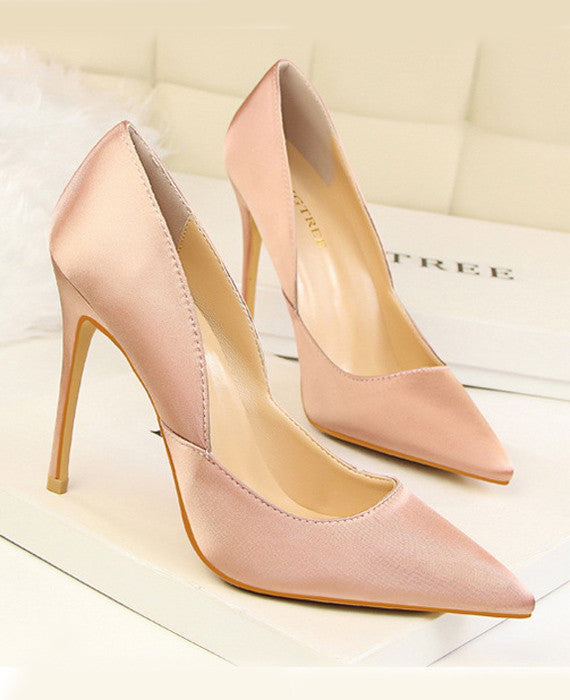 Pointed Toes Slip On Pumps Sexy Shoes Pink