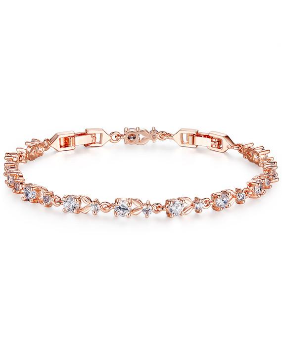 Gold Plated Chain Bracelet Shining Cubic Zircon Crystal Jewelry