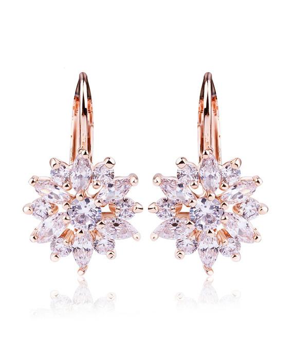 Luxury Champagne Gold Flower Stud Earrings