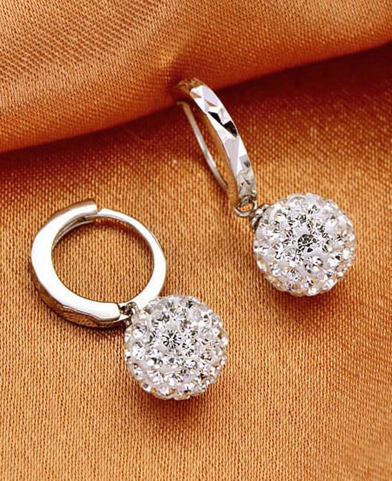 Full Bling Crystal Princess Ball Earrings