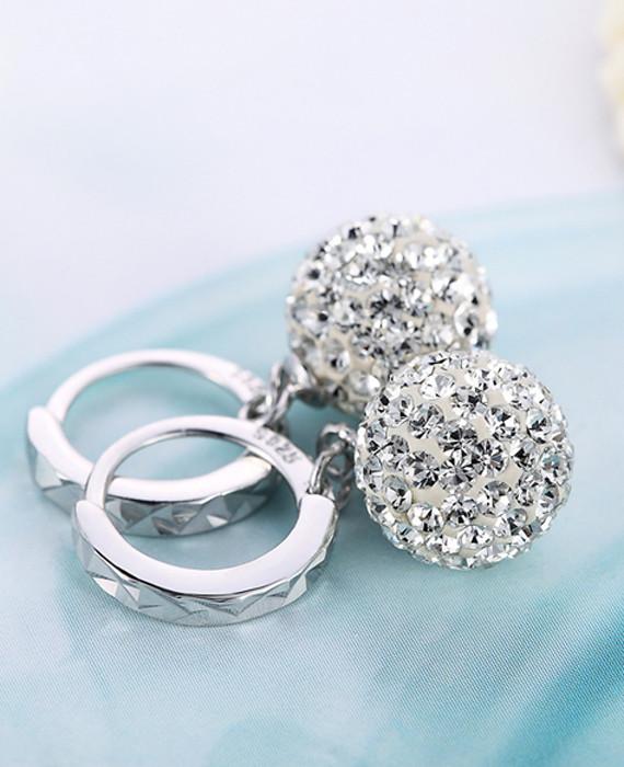 Full Bling Crystal Princess Ball Earrings