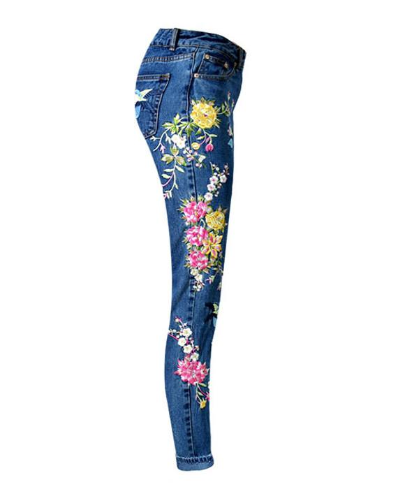 Embroidered Jeans Women Straight Jeans-3