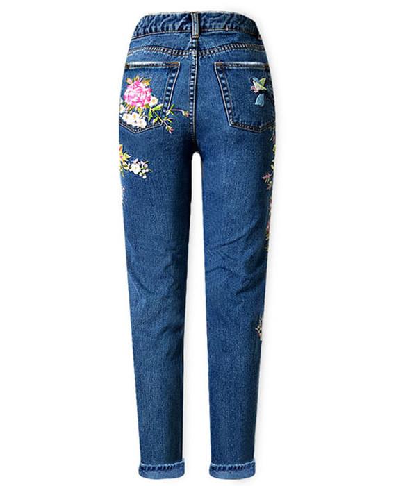 Embroidered Jeans Women Straight Jeans-4