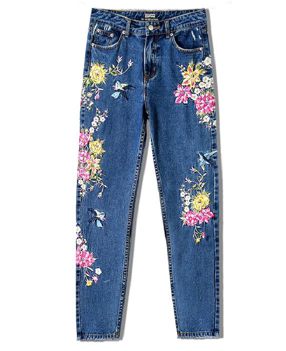 Embroidered Jeans Women Straight Jeans-2