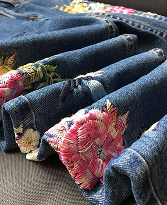 Embroidered Jeans Women Straight Jeans-5