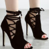 Roman Hollow Lace Up Thin High-heeled Sexy Sandals