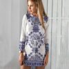 Long Sleeve Style Pattern Beach Dress Robe Party Dresses