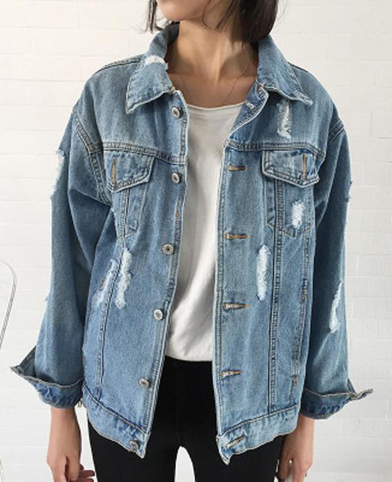 Vintage Long Sleeve Loose Denim Jackets