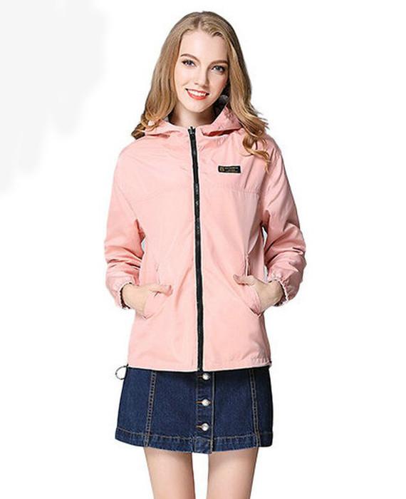 Zipper Hooded Womens Casual Jackets