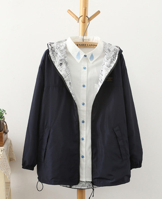 Zipper Hooded Womens Casual Jackets
