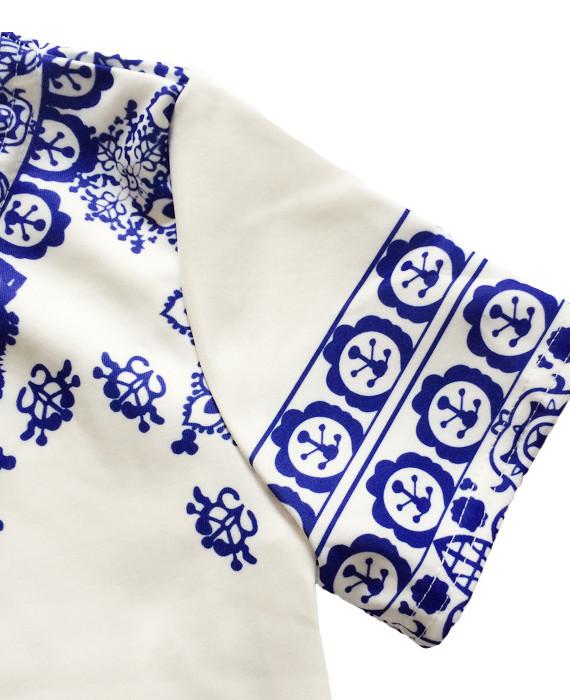 Vintage 2 Piece Porcelain Print Shorts and Crop Top Set