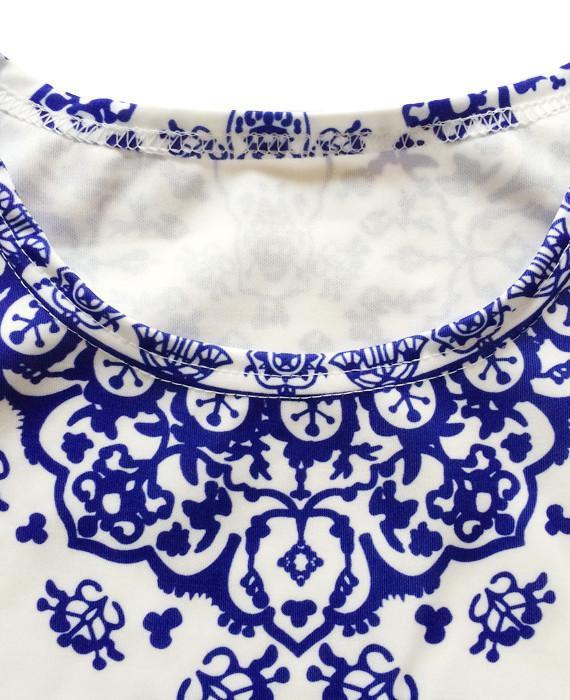 Vintage 2 Piece Porcelain Print Shorts and Crop Top Set
