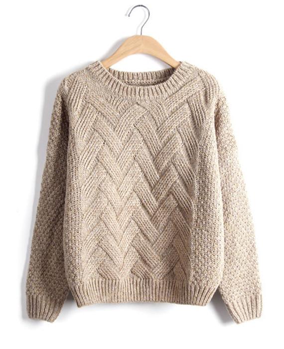 O-Neck Long Sleeve Wave Knit Pullovers