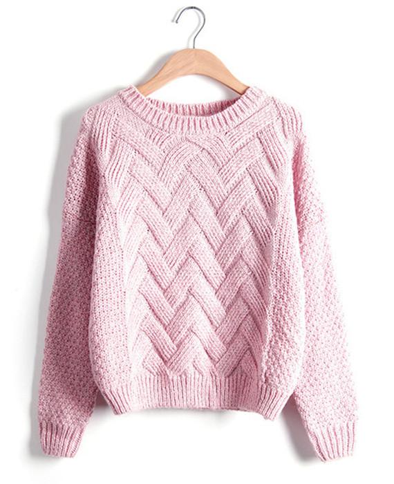 O-Neck Long Sleeve Wave Knit Pullovers