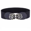 PU Wide Metal Buckle Stretchy Elastic Waist Belt