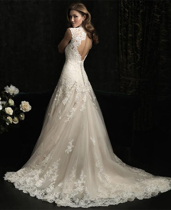 Sexy A-Line Lace Romantic Wedding Dress