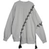 Hollow Out Lace Up Hoodies Pullover Split Sweatshirt
