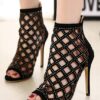 Black Roman Style Summer Sandals Rivet Hollow Out Shoes