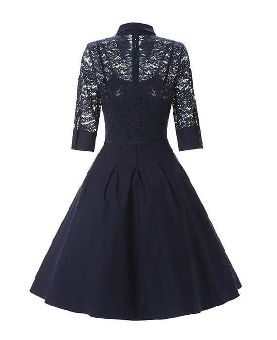 Big Swing Lace Sleeve Floral Patchwork Dresses