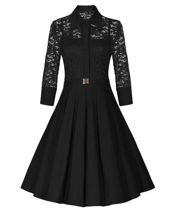 Big Swing Lace Sleeve Floral Patchwork Dresses
