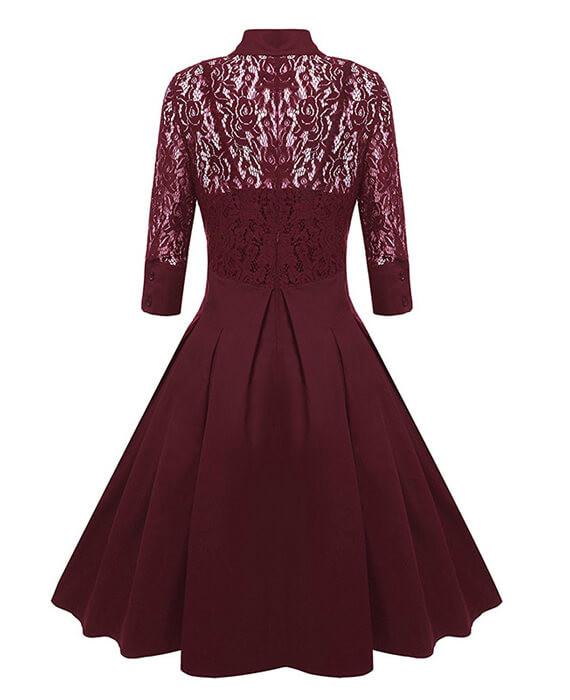 Big Swing Lace Sleeve Floral Patchwork Dresses