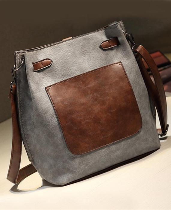 PU Leather Bucket Vintage Shoulder Bags