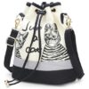 Retro Canvas Bucket Bags Cute Cat Print Shoulder Bag