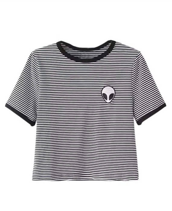 Summer Kawaii Aliens Print Short Sleeve Tees T-Shirts