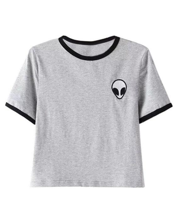Summer Kawaii Aliens Print Short Sleeve Tees T-Shirts