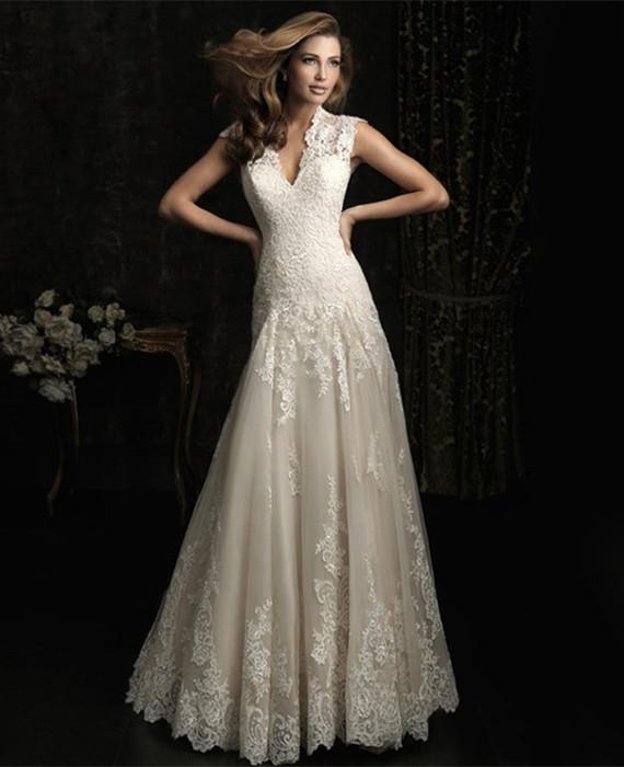 Sexy A-Line Lace Romantic Wedding Dress