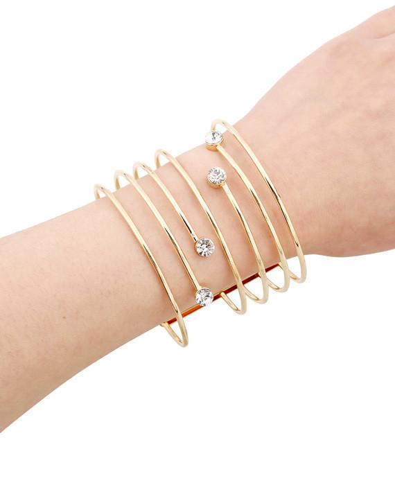 Metallic Gold Tone Chained Wide Bracelet Cuff Bracelets