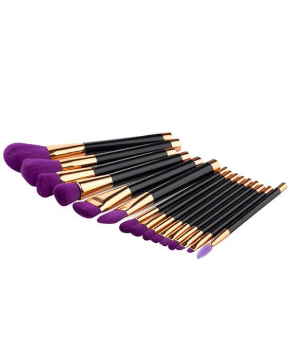 15Pcs Purple Makeup Brushes Set Synthetic Hair