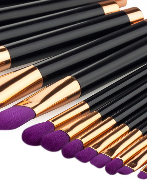 15Pcs Purple Makeup Brushes Set Synthetic Hair